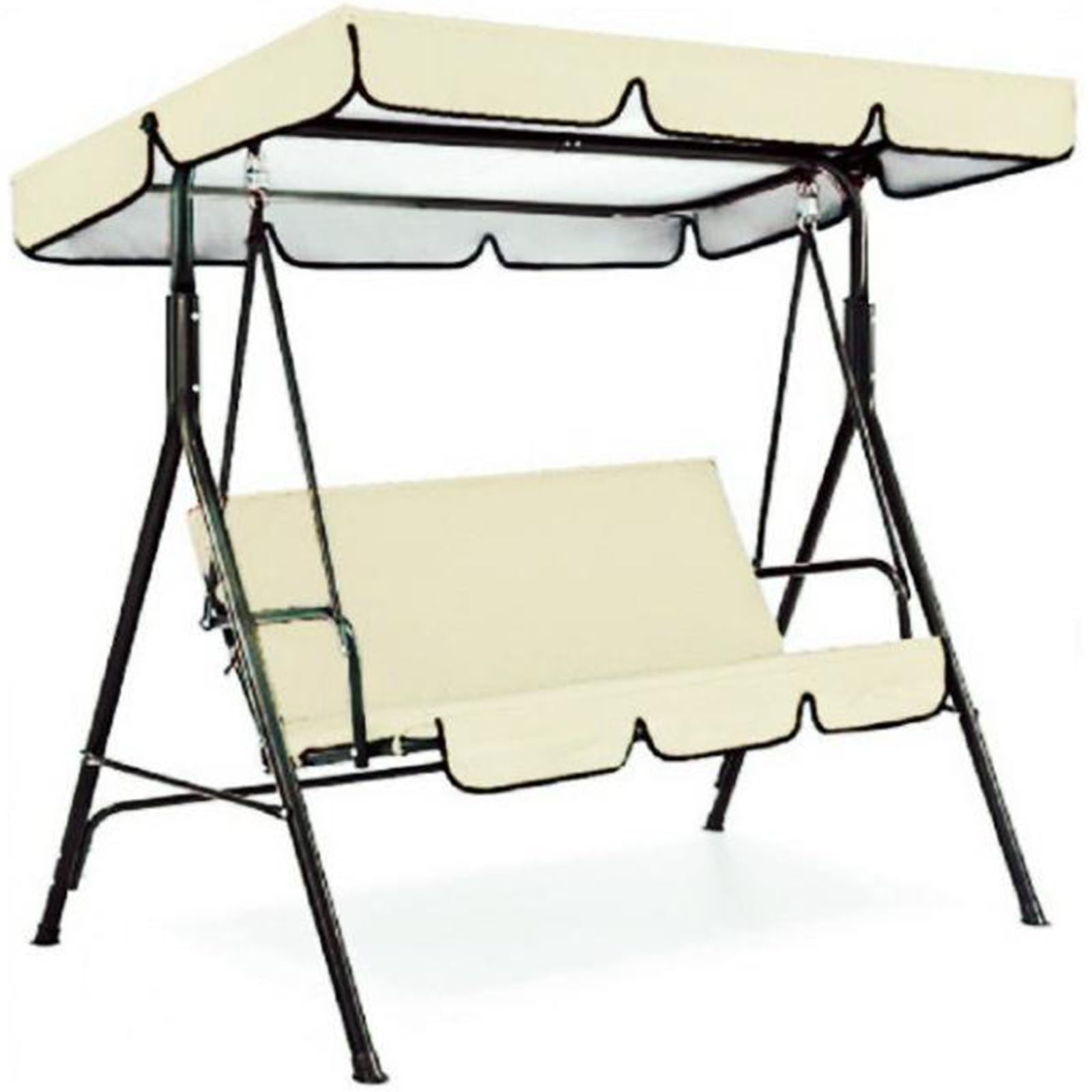 Toldo de Columpio Balancín de Jardin Exterior de Repuesto Universal 2/3 Plazas, Fundas para Silla de Jardín, Antipolvo Anti-UV Impermeable Muebles Fundas(Beige,Top:164 * 114 * 15cm)