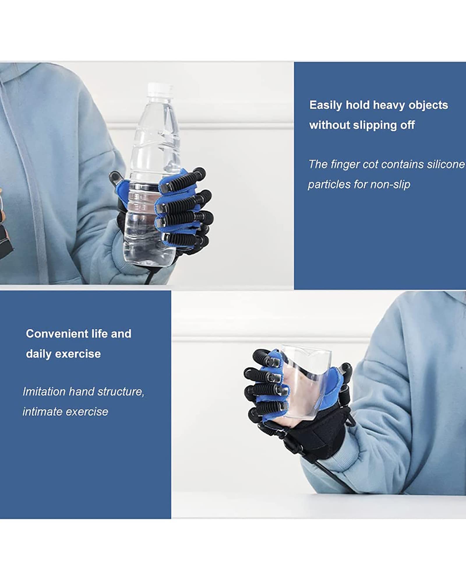 Robot de rehabilitación Ortesis de dedo Protector Carrera Férula de mano Guantes de flexión Equipo de asistencia para ejercicio de tendones, izquierda, S (izquierda L)