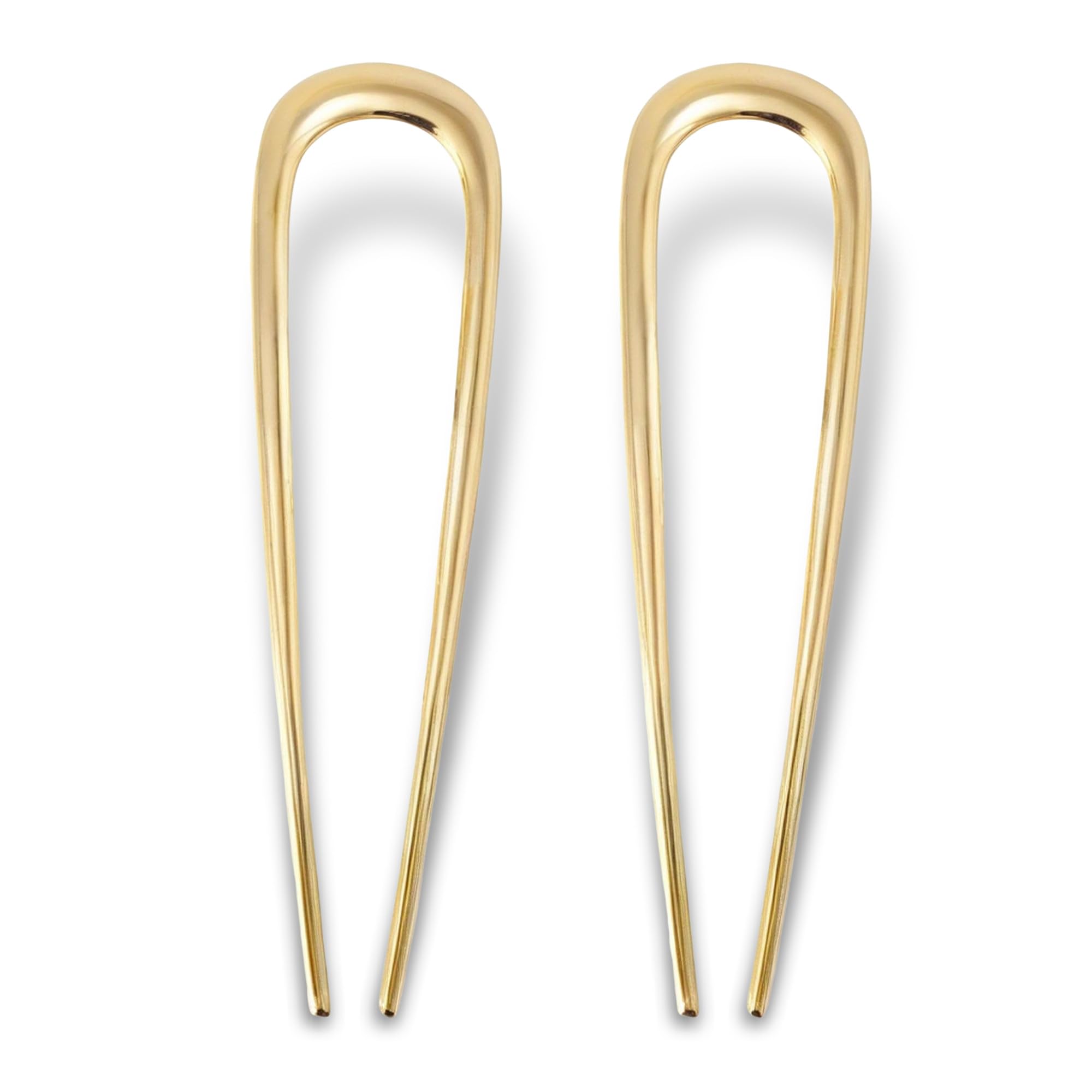 2 Pack Gold Metal French Hair Pin Twist French Pins Chignon U Shaped Hairpin For Women Fine Thick Hair, 2Pack Gold, 1 count (Pack of 2)
