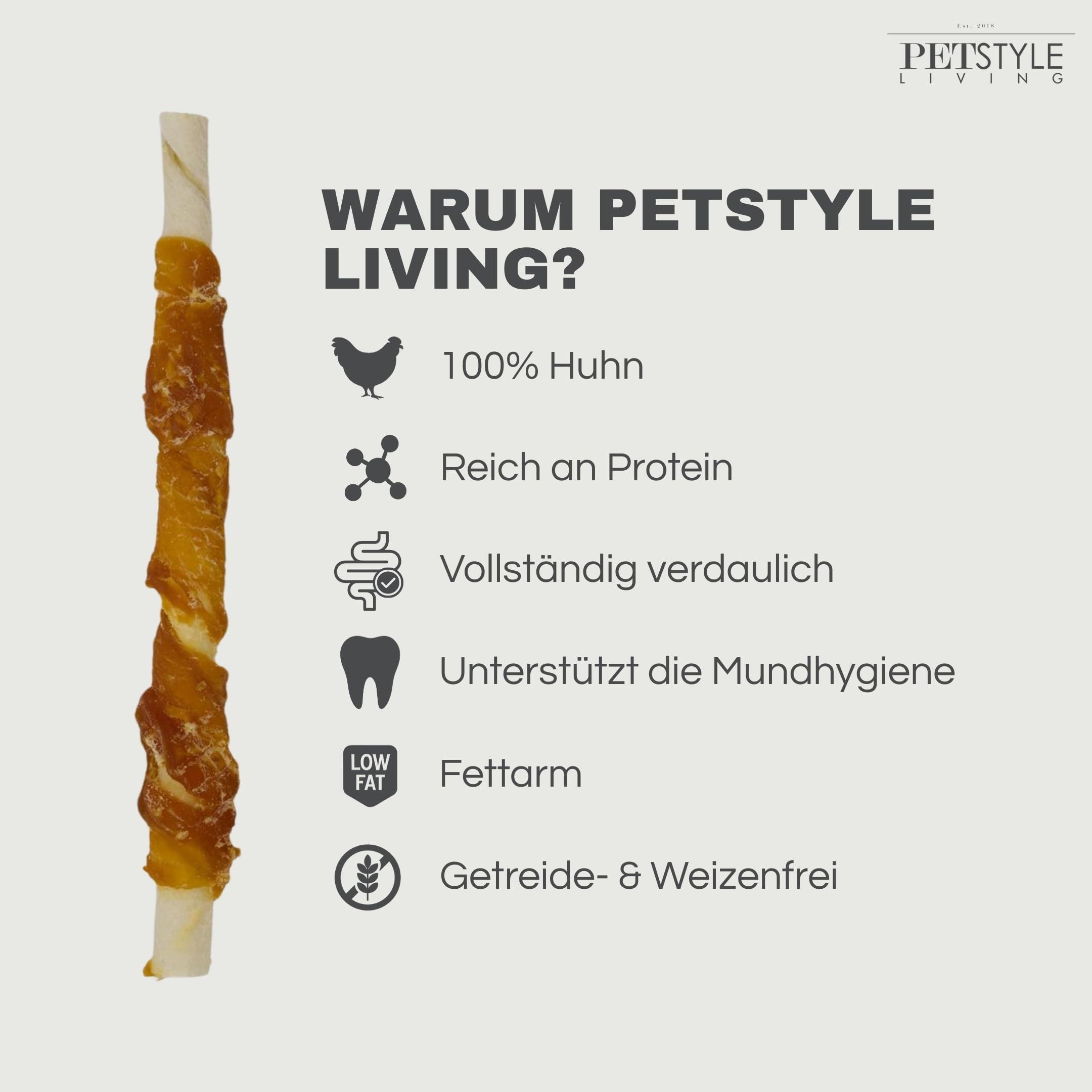 Kaustange mit Huhn - Hundesnack - 12,5cm - 100 Stück
