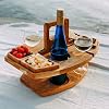 KLML Wooden Outdoor Picnic Table with Wine Glass Holder, 2 in 1 Portable Wine Rack Picnic Table, Portable and Foldable Camping Picnic Table Wine Glass Rack, Collapsible Table for Travel