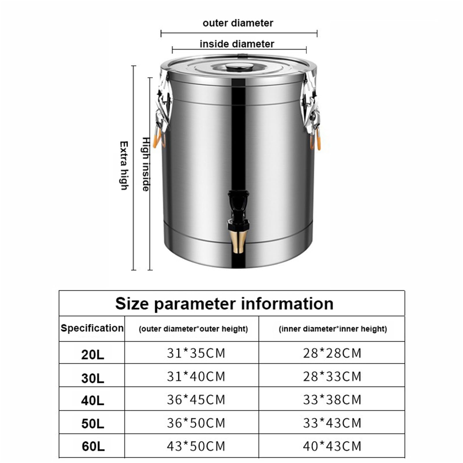 Dispensador de bebidas aislado, dispensador de bebidas frías y calientes con asa, 20 L para fiestas y campamentos