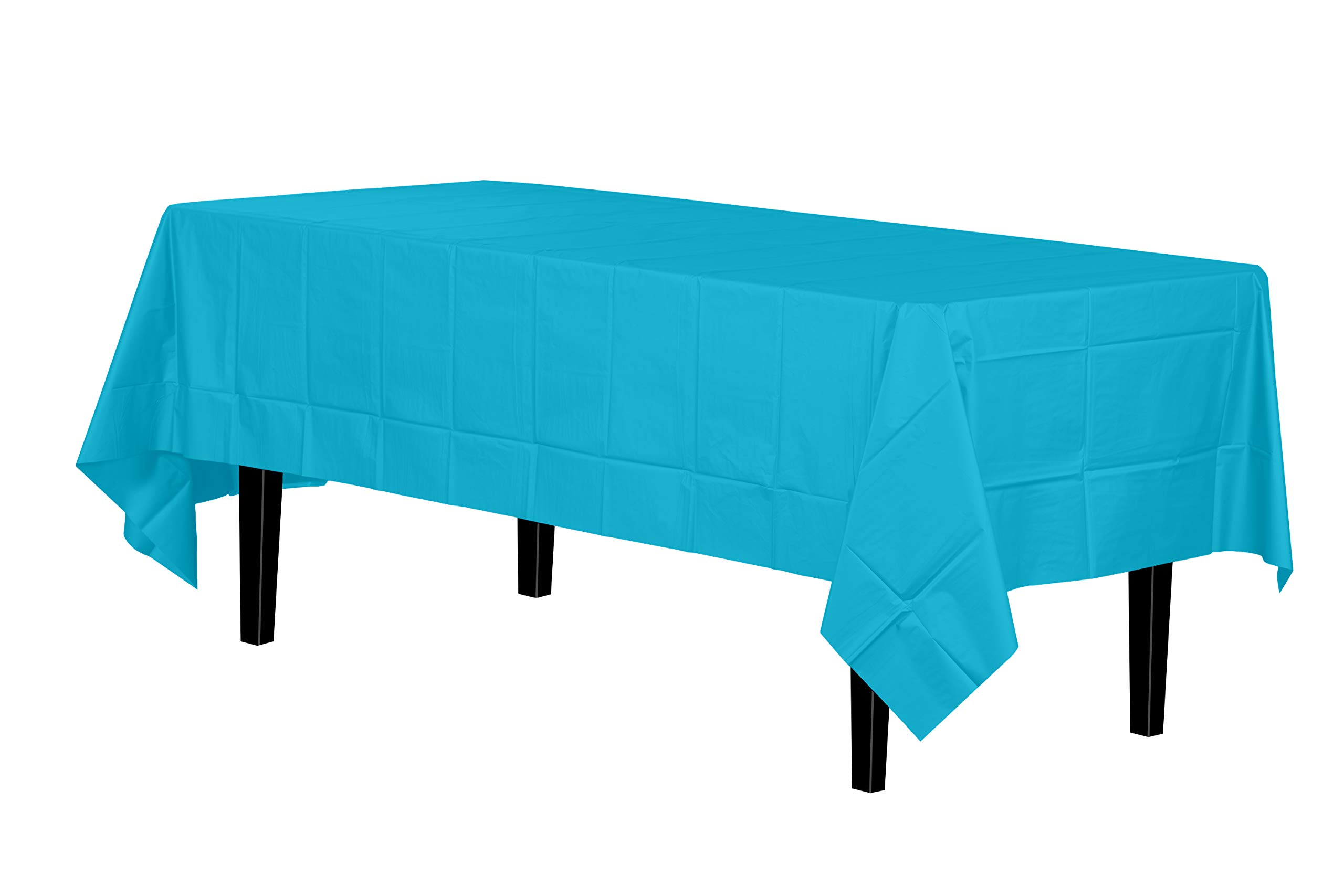 12-Pack Premium Plastic Tablecloth 54in. x 108in. Rectangle Table Cover - Turquoise