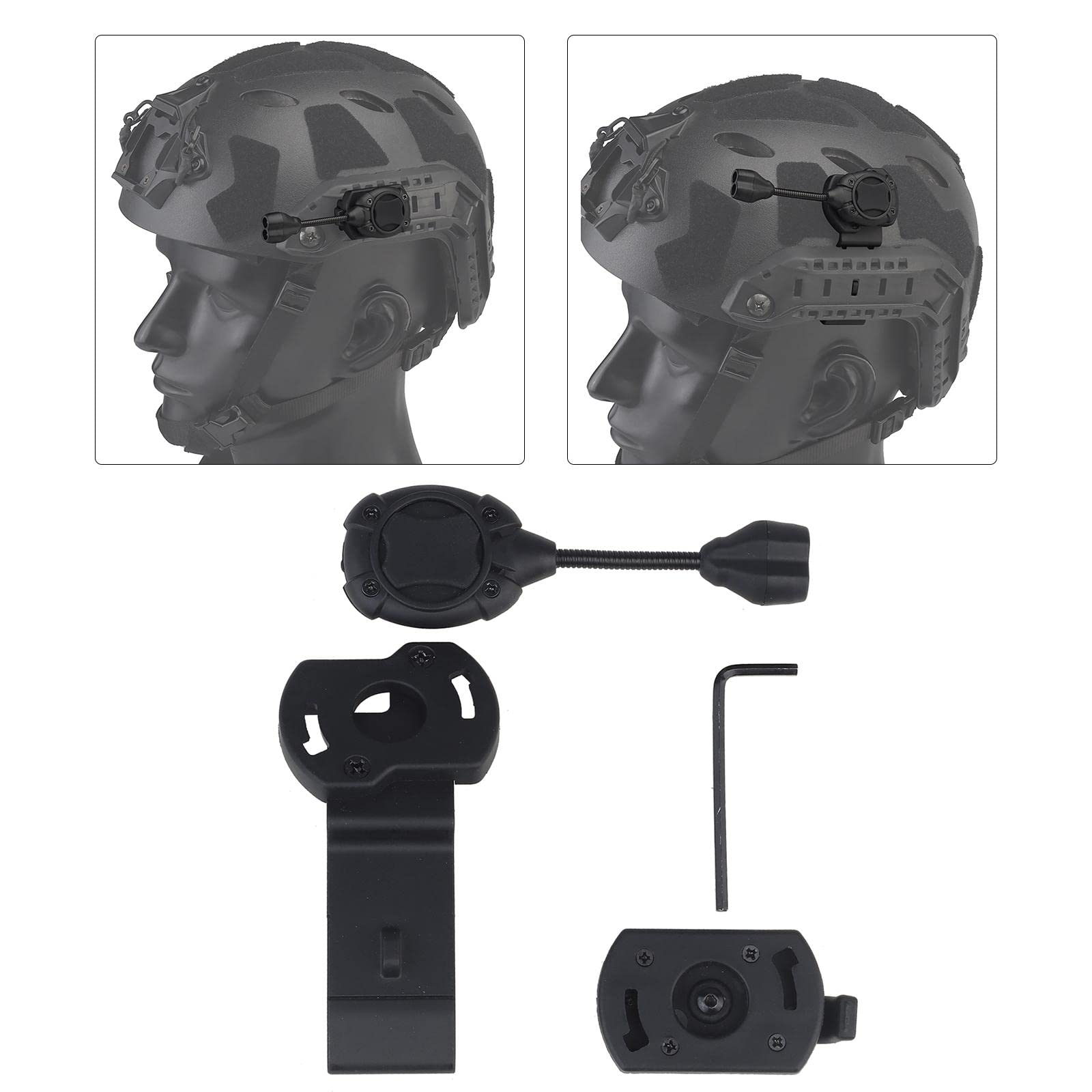 3er-Set Helmlicht-Set, Lampe, Stirnlampe, Taschenlampe für Outdoor-Sport, Jagd, Radfahren, Schwarz, 3 x 1,9 x 9,5 cm