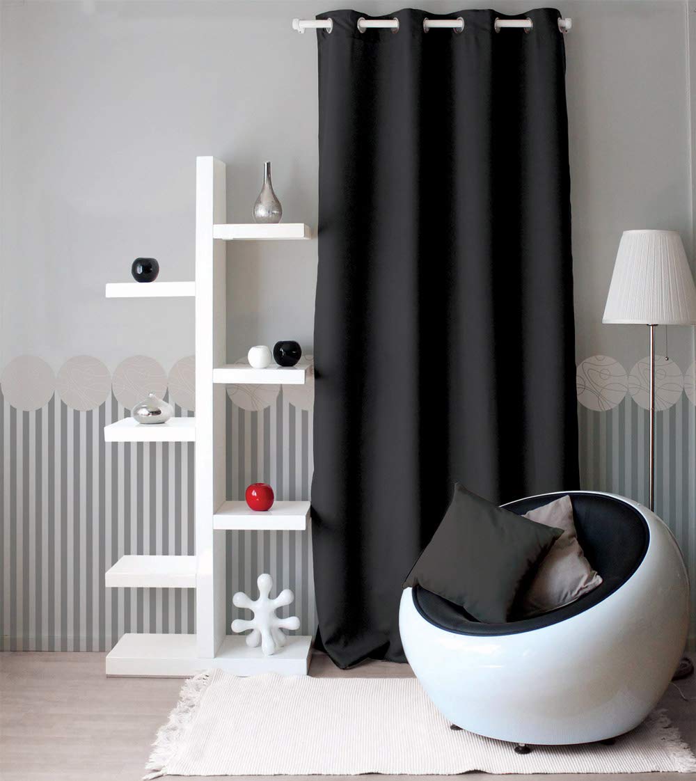 Enjoy Home 2015nr140240 Cotton Canvas Curtain With 8 Eyelets 140 x 240 cm, Polyester, Black, 240x140 cm, W 55.1" x L 94.5" (1 Panels) - Image 2