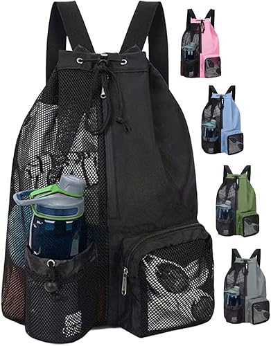 Mochila de malla con cordón para nadar, bolsa de gimnasio ligera