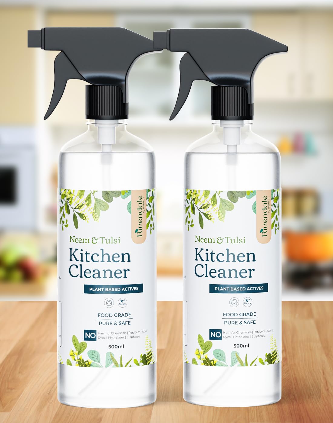 RIVENDALE 3-in-1 Microwave, Oven & Fridge Cleaner | Food Grade, Plant-Based | Neem & Tulsi Fragrance (500ml)