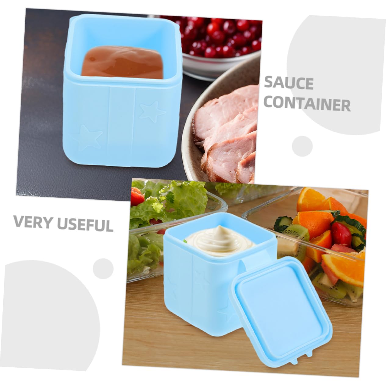 Garneck 2 Set Di Contenitori Per Condimenti Per Lunch Box Tazze Per Condimenti Coperchi in Silicone Vasetto Per Salsa Piccola Scatola Per Condimenti 4 Pezzi * 2