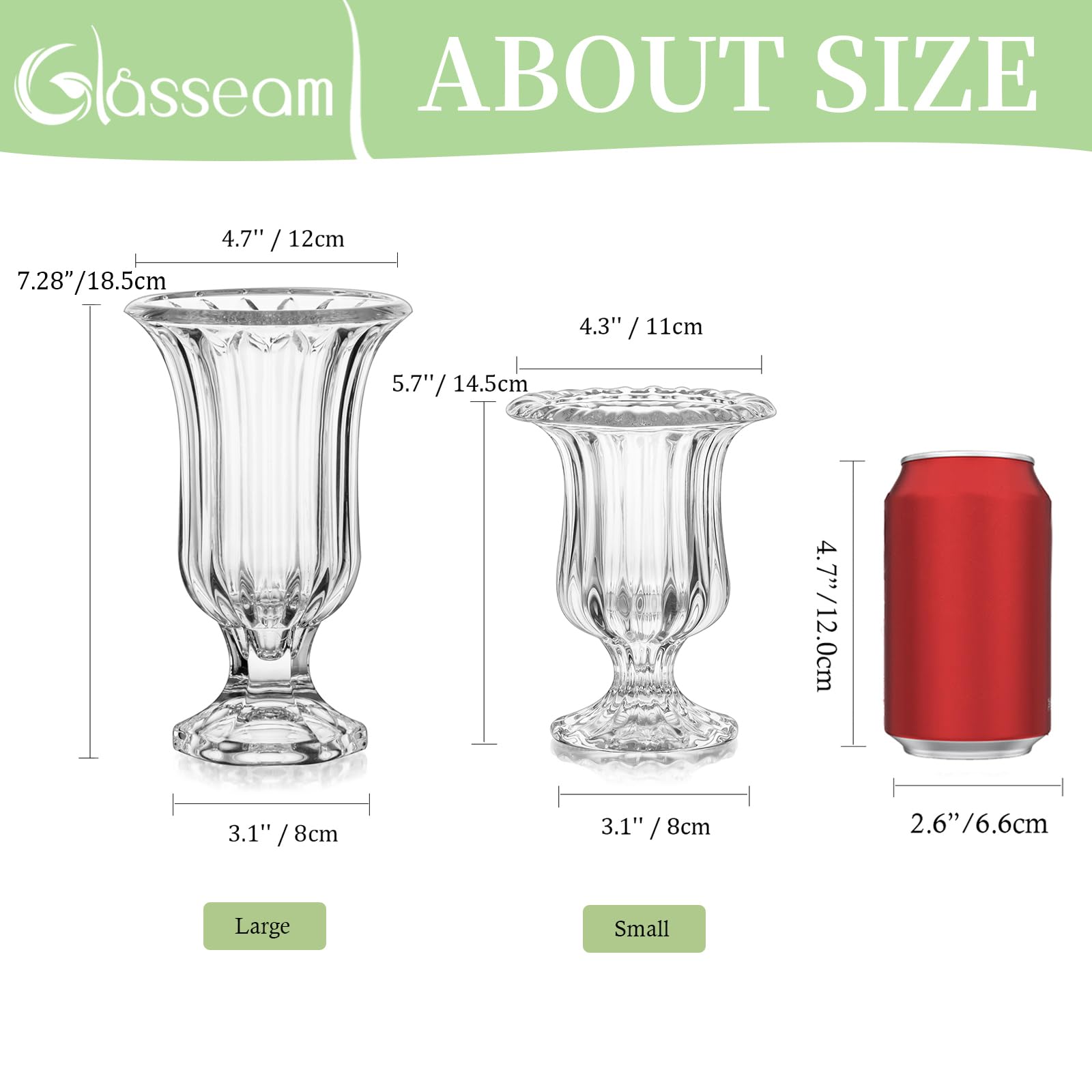 Amazon.com: Glasseam Crystal Vases for Flowers, 7.5in Tall Vase