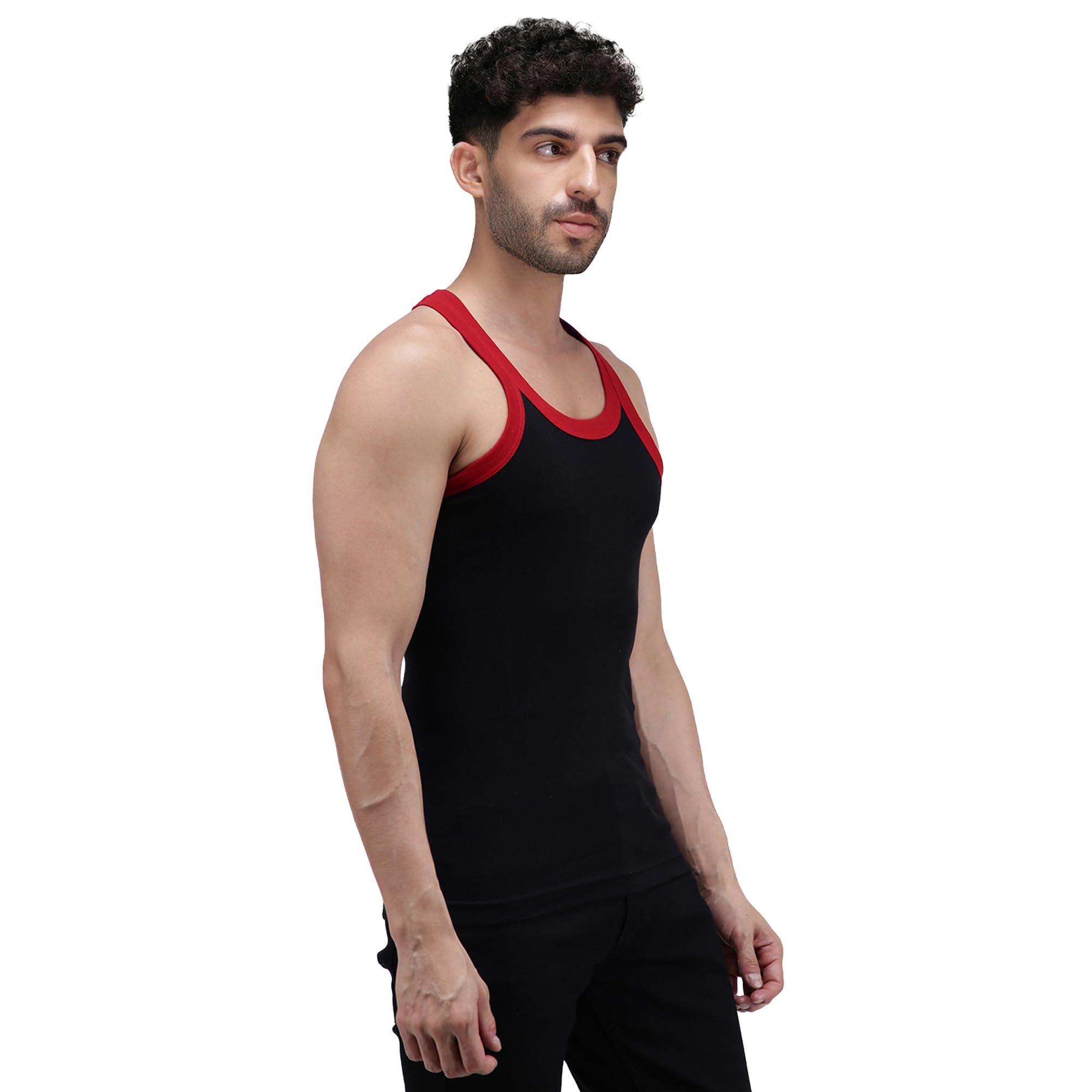 Amul Comfy Men's Gym Vest | Round Neck | Breathable Workout Innerwear | Ultra Soft Moisture Wicking | Pack of 3 | Color May Vary 4