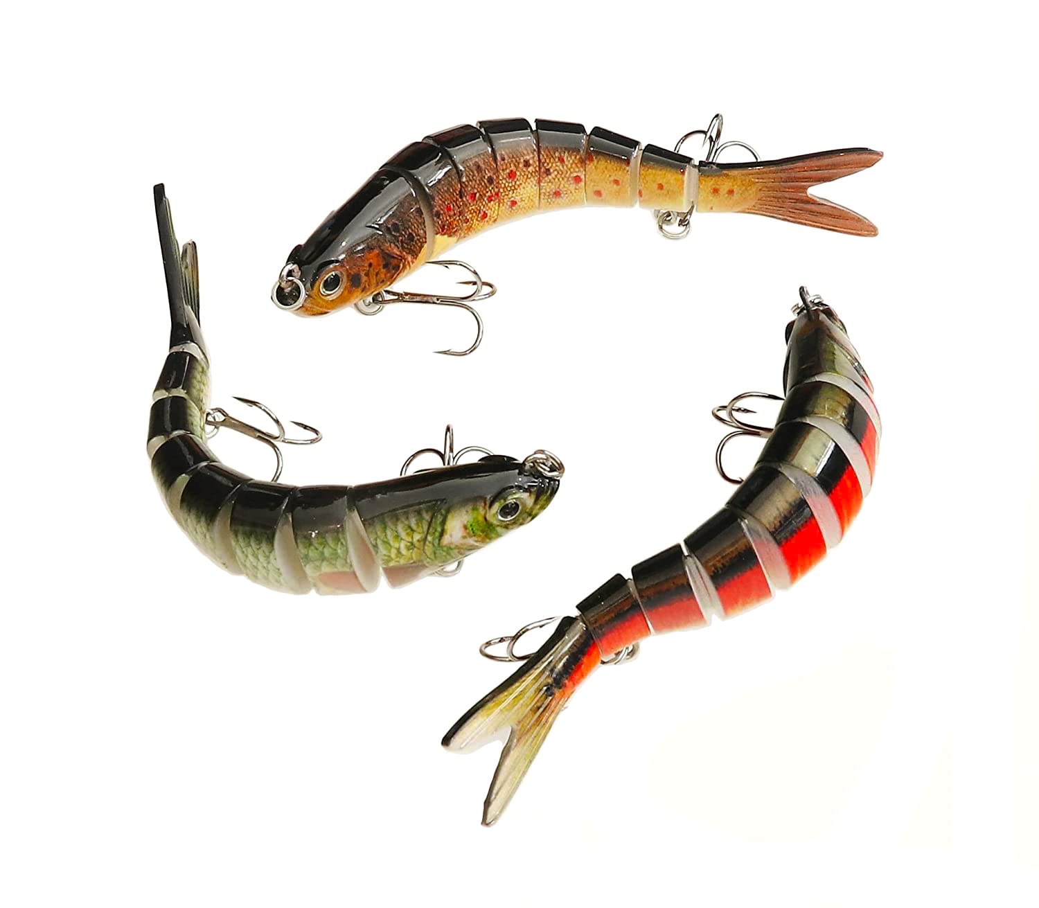 SHINETAO 3PCS Lifelike Multi Jointed Swimbaits For Bass Fishing