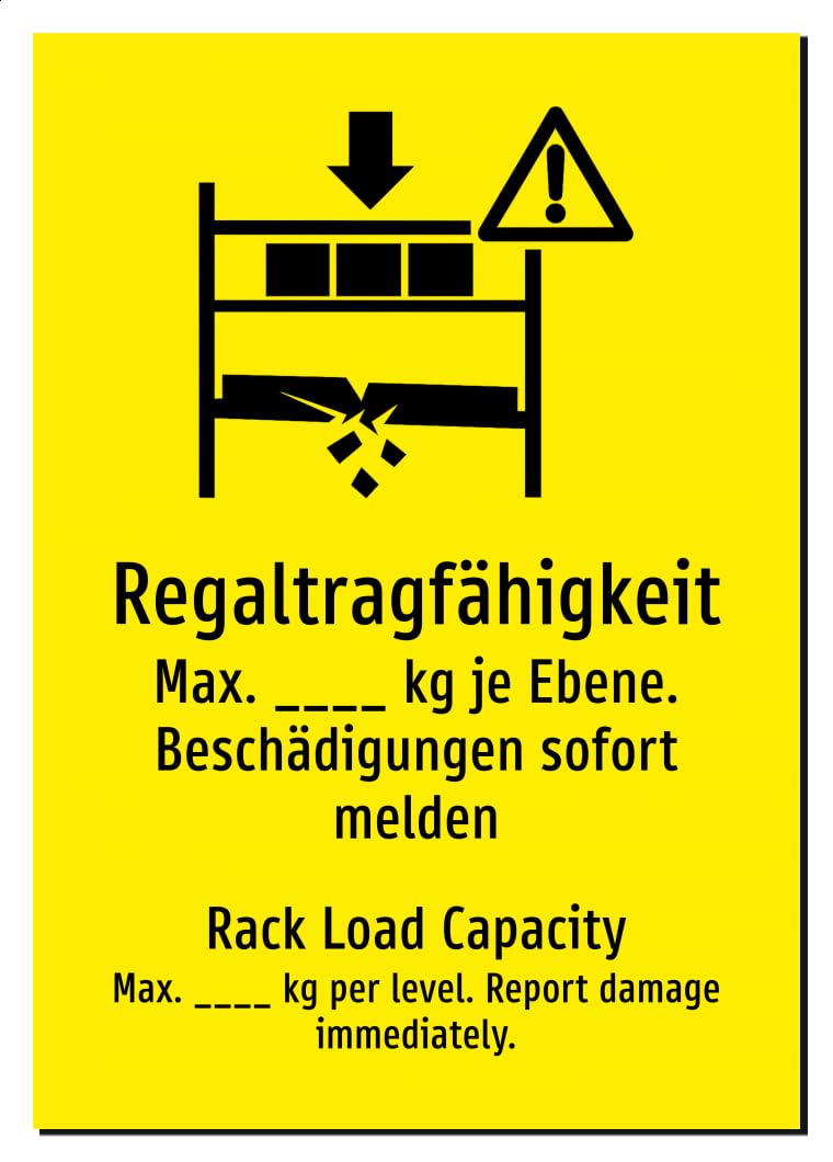 51033-DEEN-S-09 | Regaltragfähigkeit Schild | Deutsch Englisch