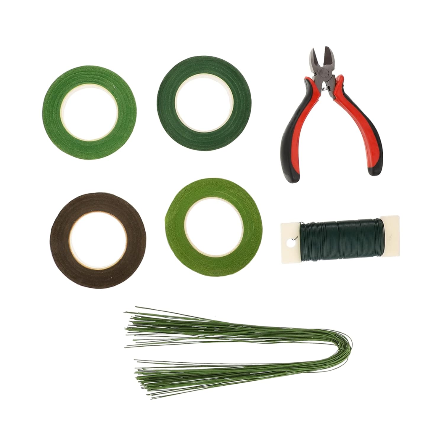 TEHAUX 1set Flower Arrangement Tools Kit Floral Tape Wire Cutter and Flexible Stems for Bouquets Wreaths and Craft Projects