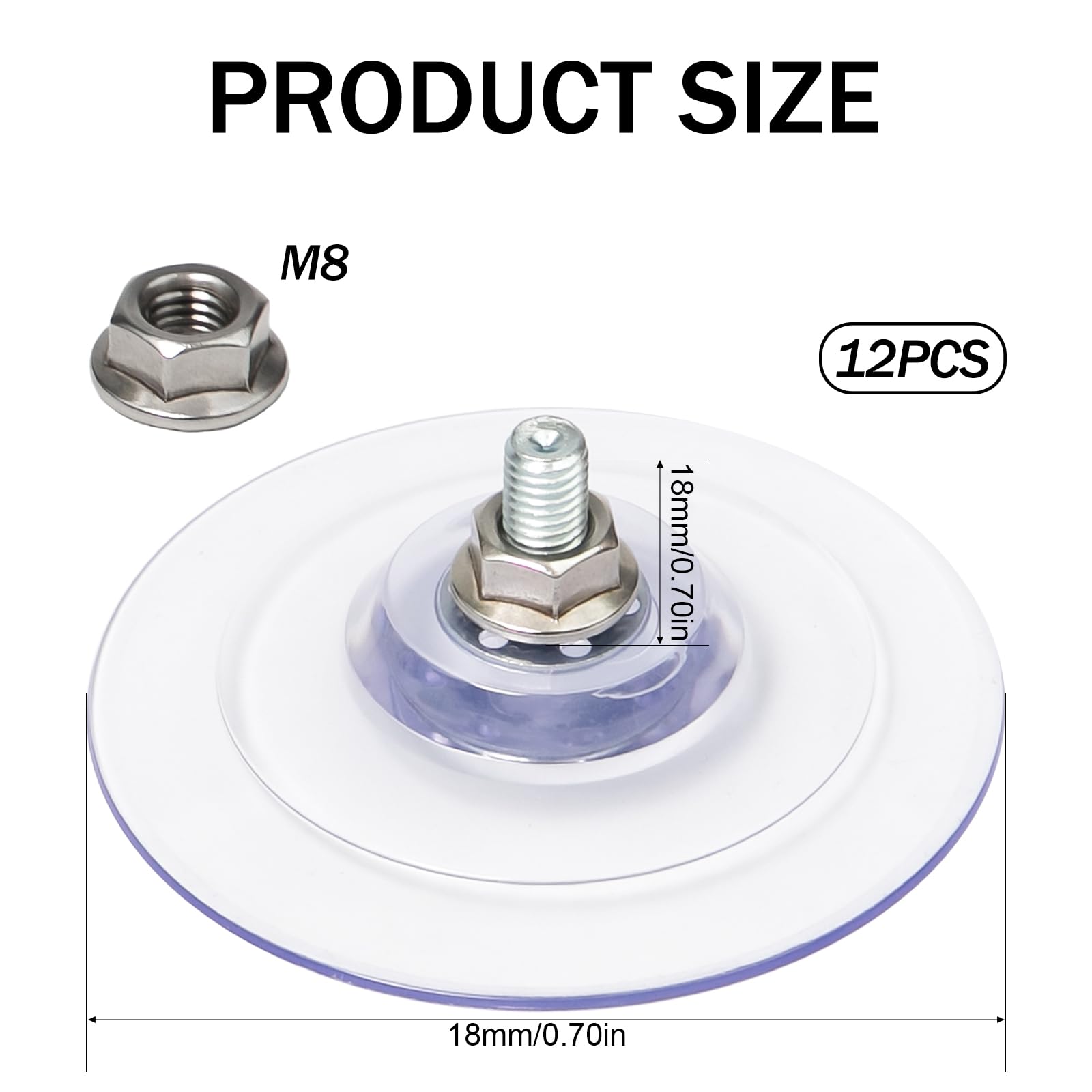 12 Pezzi Ventosa Filettata 85mm Ventosa in PVC Trasparente con 12 Dadi Zigrinati Ganci a Ventosas con Vite Entose per Vetro Forti e Versatili Ventose Versatile per Bagno,Cucina,Vetro,Finestra
