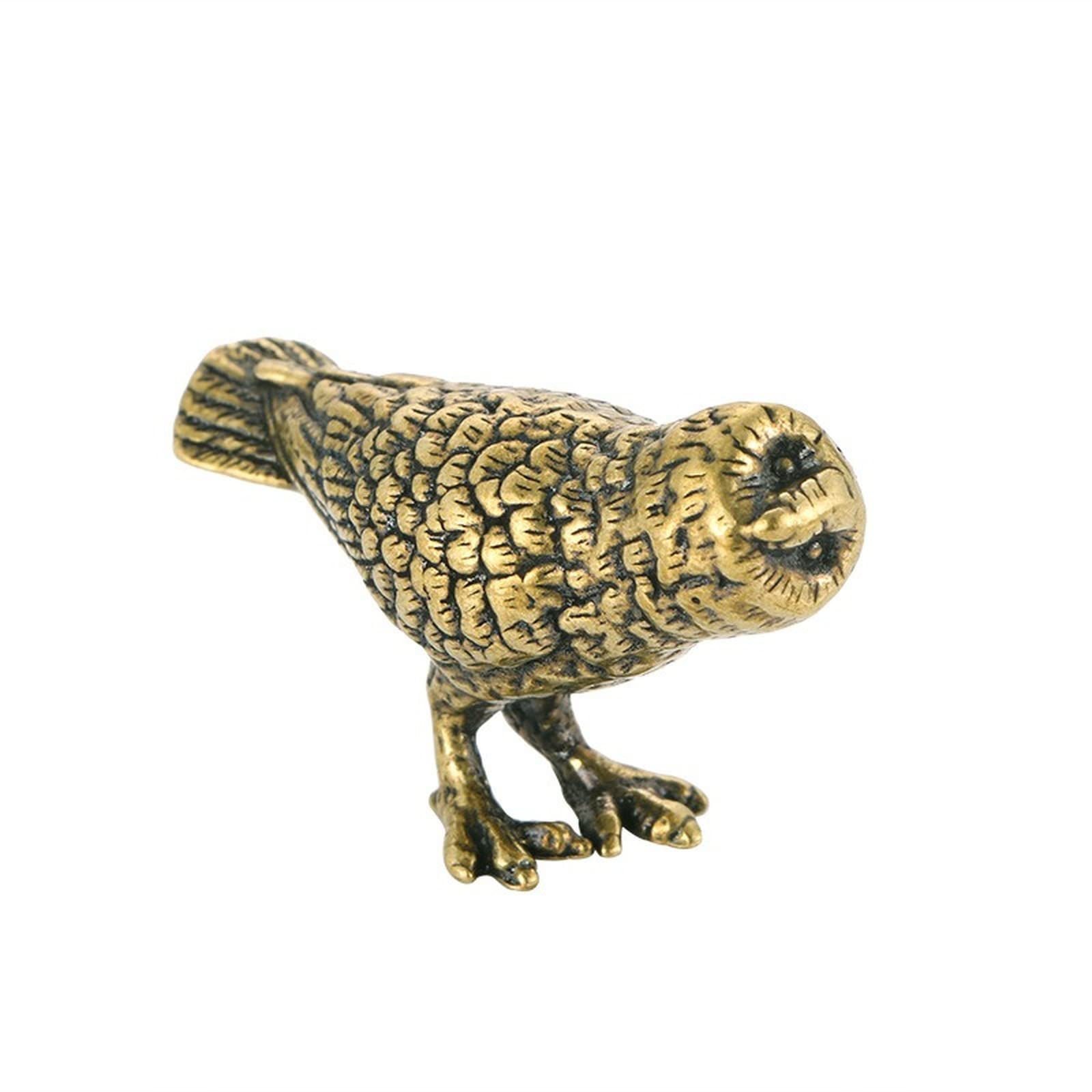 NGDFGR Brass Owl Miniature Figurines,Animal Bird Statue Model Crafts Desktop Small Ornament Home Sand Table Study Decor Accessories Study Paperweight