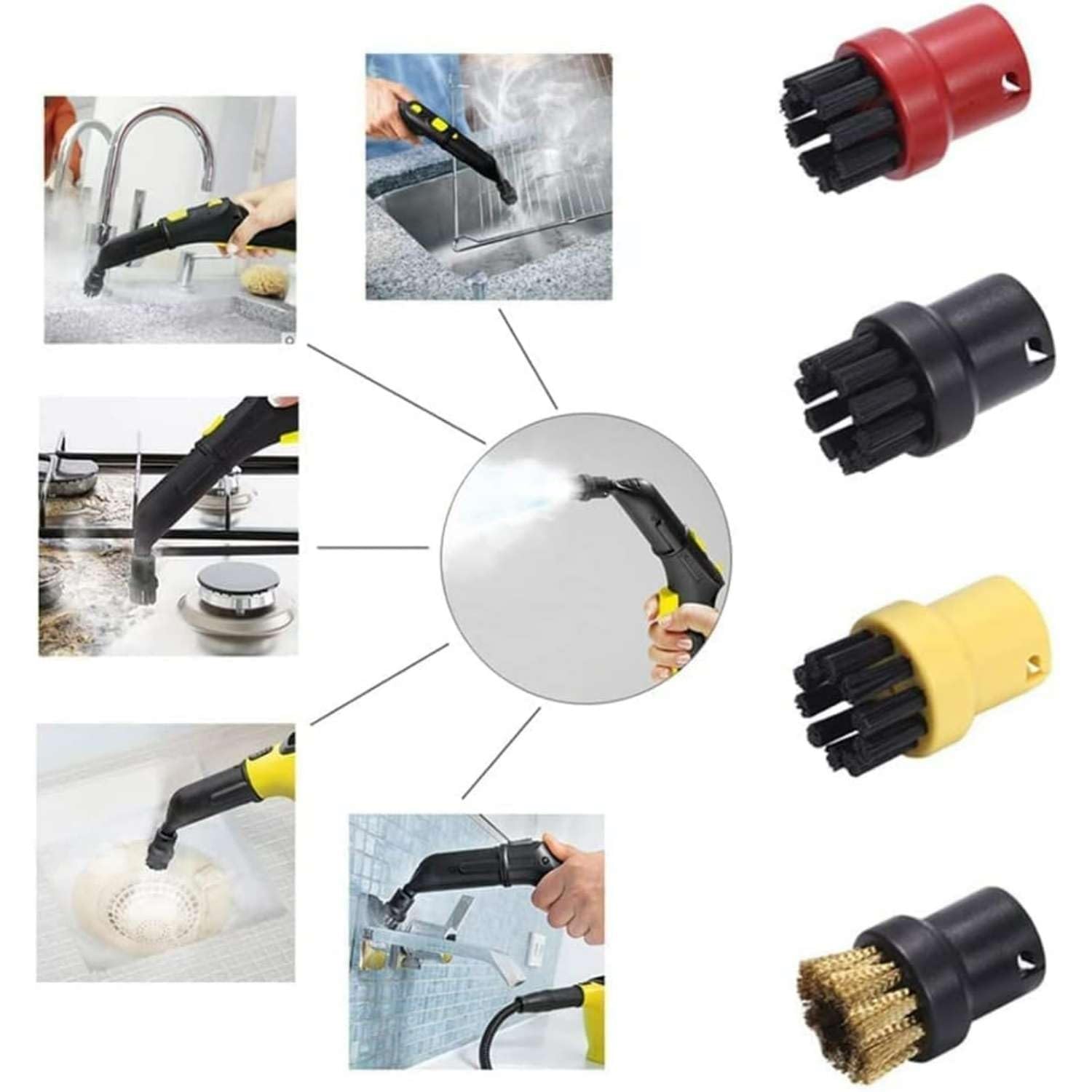 Genérico Compatible para Karcher SC1 SC5 Limpiador Vapor Cepillos Redondos