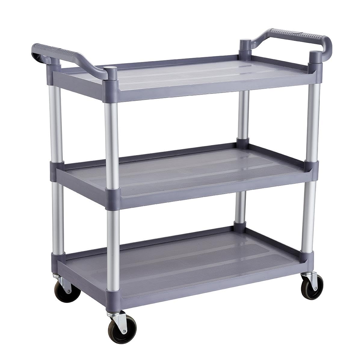 Servierwagen Kunststoff mit Rollen - 3 Böden - Tragfähigkeit 50 kg pro Boden - 102 x 49 x 98 cm - Transportwagen, Küchenwagen, Abräumwagen, Teewagen