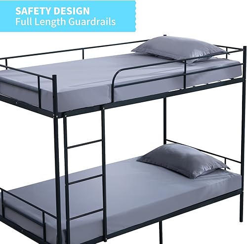 Miniatura 5 de cuoote Litera individual sobre individual con escalera y barandilla no necesita somier color negro