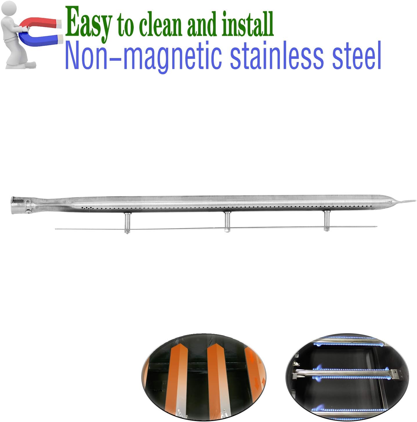 Boloda Grill Burner Replacement, 2pc BBQ Gas Grill Pipe Burner Tubes, 24" Stainless Steel Grill Parts Kit for Viking VGBQ 30 in T Series, VGBQ 41 in T Series and Others Gas Grills Models : Patio, Lawn & Garden