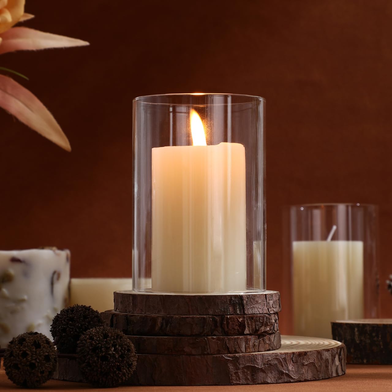 HOMSFOU 3 pezzi per colonna, copertura trasparente, vaso per uragani, estremità del lampadario * cm canna fumaria presa cm forniture fusione cilindro di ricambio cilindrico candela matrimonio