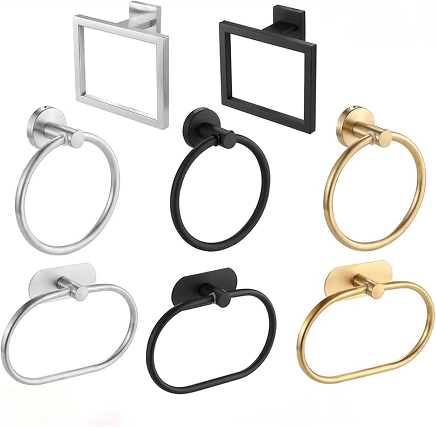 Bathroom Towel Ring Hook Hardware Accessories Storage Holder 304 Stainless Steel Hand Towel Holder Modern Round Towel Hanger(B-Silver Towel Ring)