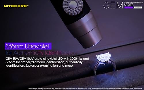 Miniatura 2 de NITECORE GEM10UV - Linterna de identificación de gemas con LED ultravioleta, color negro