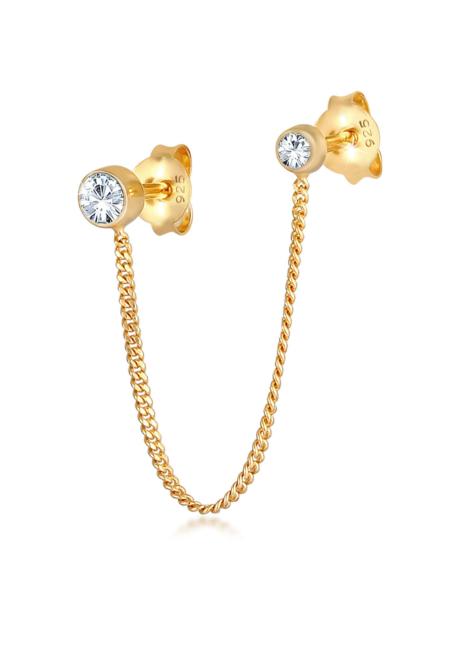 Elli Earrings Ladies Double Stud Earrings Trend Blogger with Crystals in 925 Sterling Silver