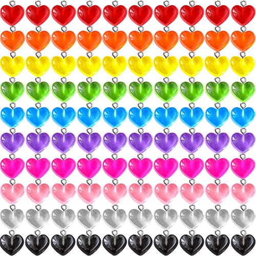 Gummy Heart Charms Pendant Colorful Love Heart Candy Valentine's Day Pendant Charm Keychains Necklace Earring Pendant for DIY Jewelry Crafts Supplies (50 Pieces)