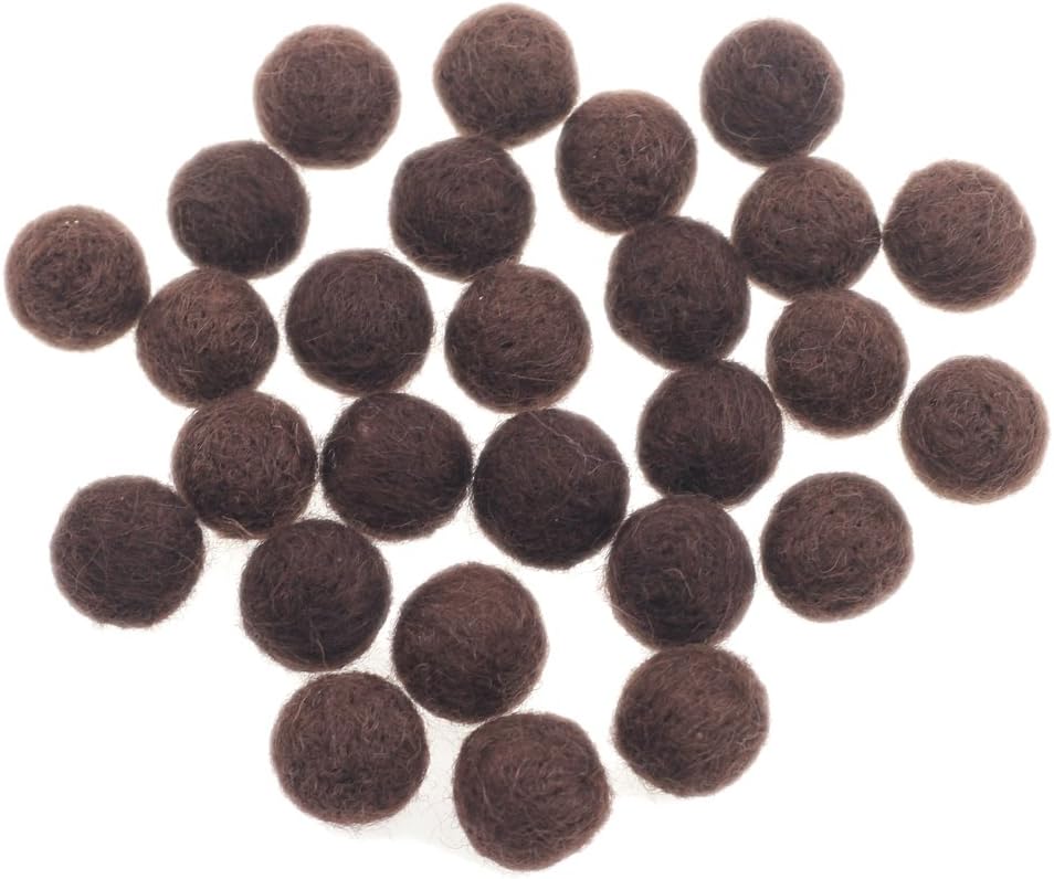 Zasy 20mm Needle Felt Wool Balls Felt Pom Pom Beads DIY Accessories Garlands 30pcs Brown - Image 3