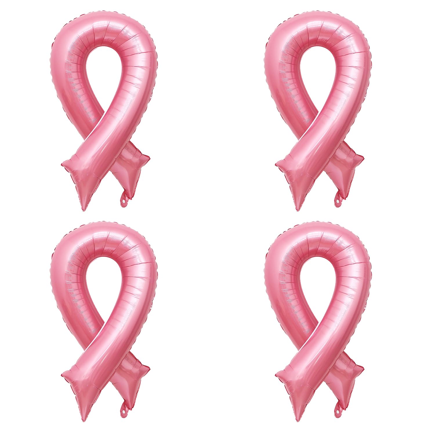 HAICN 4Pieces Pink Ribbon Foil Balloons Super Shape Balloon Hope Strength Faith Balloons Breast Cancer Awareness Fundraiser Party Decorations for Women
