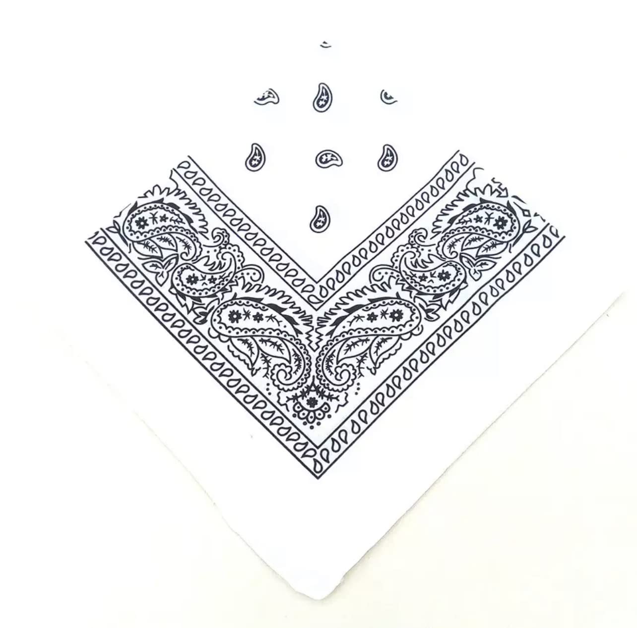 Shoes Lane® Cotton Bandana Paisley Mouth Protection Neckwear Head Scarf Wrap Band (White)