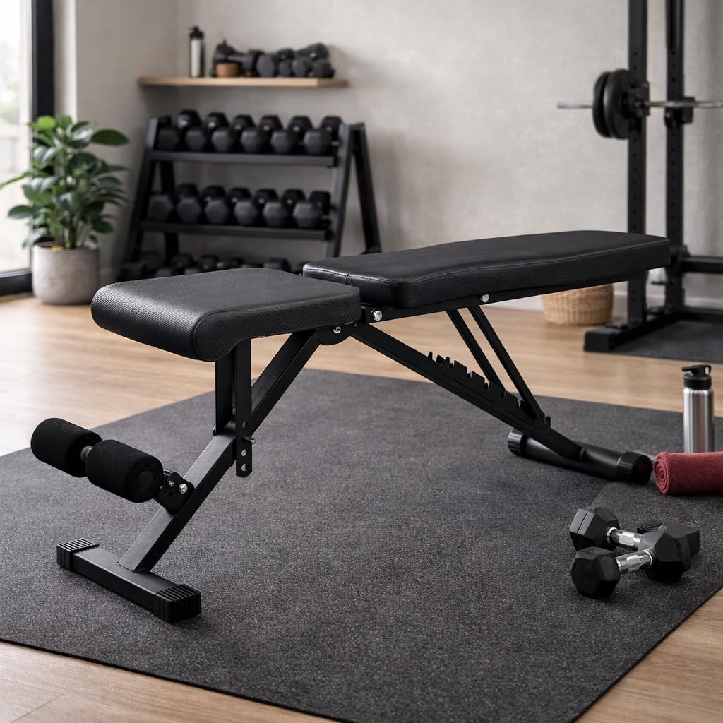 Banco de Ejercicio o Musculación Plegable Ligero Multifunción Para Pesas y Mancuernas Ajustable de Abdominales Gimnasio Entrenamiento en casa, Múltiples Posiciones Espalda, Pecho, Piernas