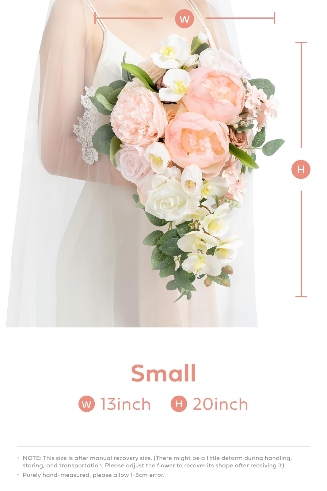 Amazon.com: Ling's Moment Blush Bridal Bouquet Cascading