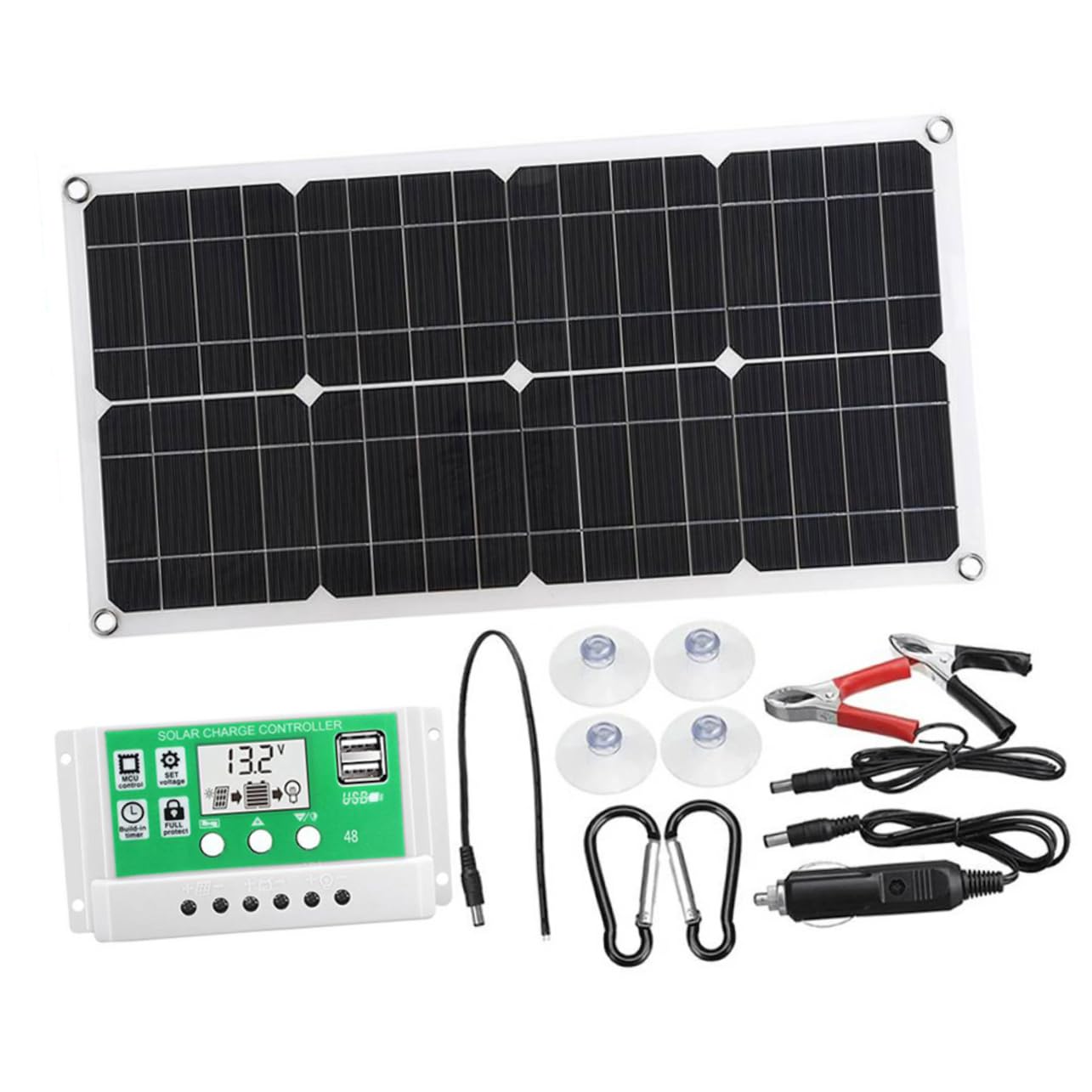 TOYANDONA Kit Pannello Solare Pieghevole 25w 18v, Modulo Monocristallino Nero, Portatile e Leggero, Protezione da Corto Circuito, per Escursioni e Montagna