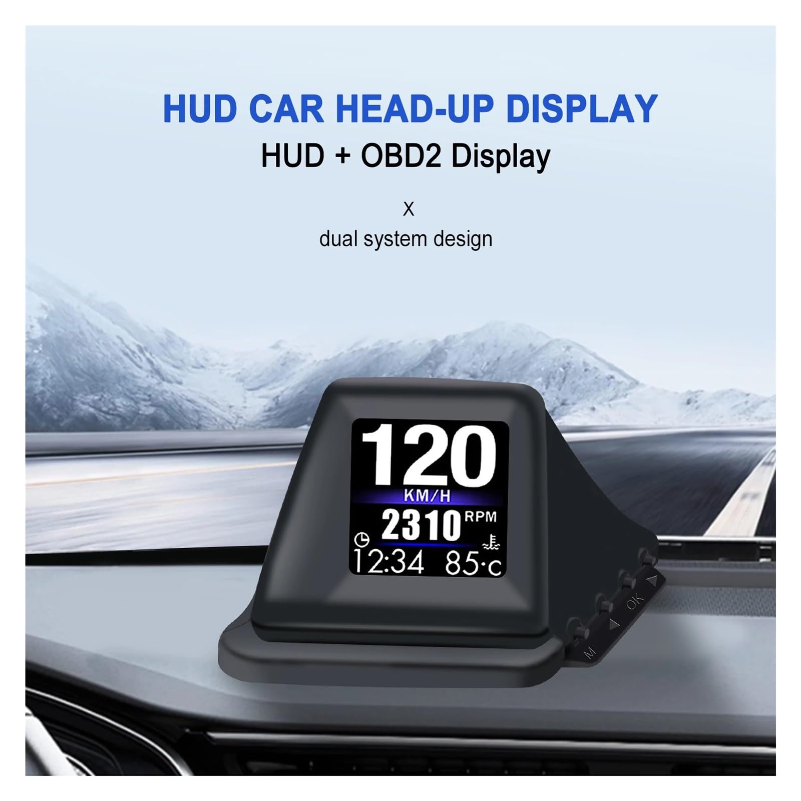 Panele Instrumentów Samochodowych Wielofunkcyjny Gadżet HUD OBD2 + GPS Komputer Pokładowy Tapicerka Słupka A Zainstaluj RPM Turbo Ciśnienie Oleju Temperatura Wody Prędkościomierz GPS