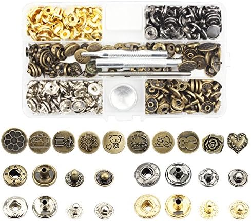 vorey 80 Set Snap Fasteners Snap Button Press Studs with 4 Pieces Fixing Tools and 10 pairs Different Copper Button,12.5 mm in Diameter