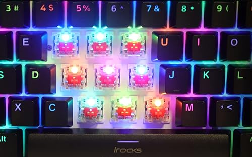 Miniatura 5 de i-rocks Teclado mecánico para juegos K71M RGB con perilla de control de medios, interruptores (rojo), 107 teclas con NKRO completo, teclas PBT,