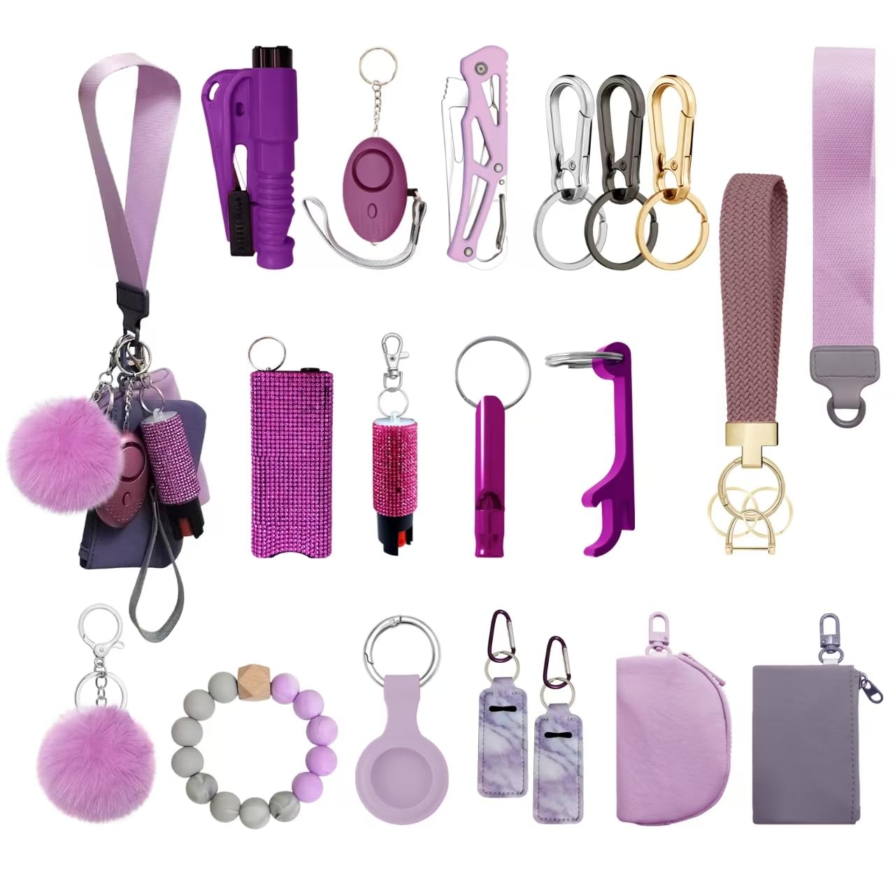 Wristlet Keychain Set with RFID Wallet Card Holder and Bottle Opener, Car Keychain Accessories for Women