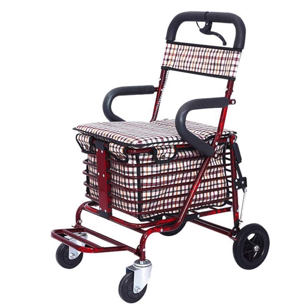 Podłokietnik wspomagany walkerem, Rollator z siedziskiem Skutery dla seniorów Składane siedzisko do skutera na zakupy (czerwone wino) Interesting