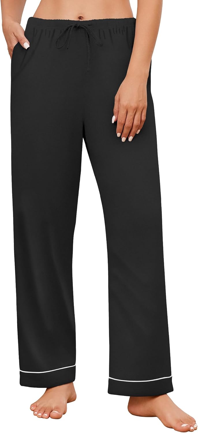 ELESOL Women's Winter Comfy Pajama Pants Long Drawstring Elastic Waistband Sleep Bottoms with Pockets