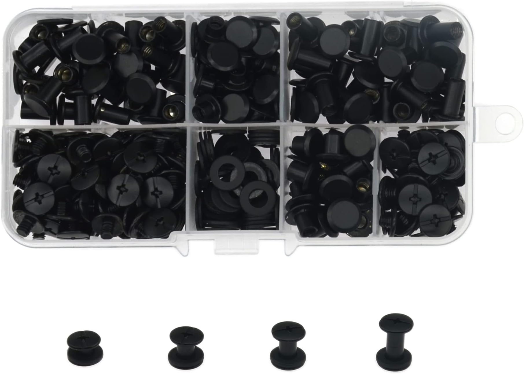 120 Set Chicago Screw Posts, Rivet Chicago Binding Screws, Metal Rivet Replacement Repair for Bags, Craft, Collar, Harness, Luggage, Purse, Dog Lead, Backpack, Belt (Black)