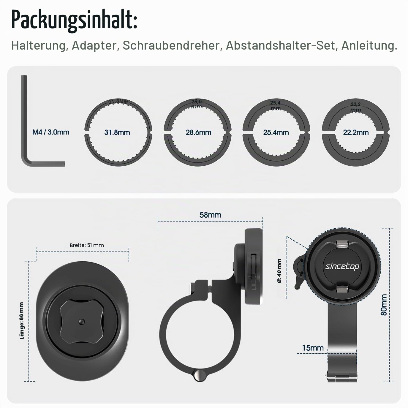 Handyhalterung Fahrrad,Rennrad Handyhalter mit universellem Adapter,Out-Front-Fahrradlenker halterung für Mountainbike, Roller,Elektrofahrrad und Motorrad Kompatibel Smartphones【Serie C - 1. Gen】