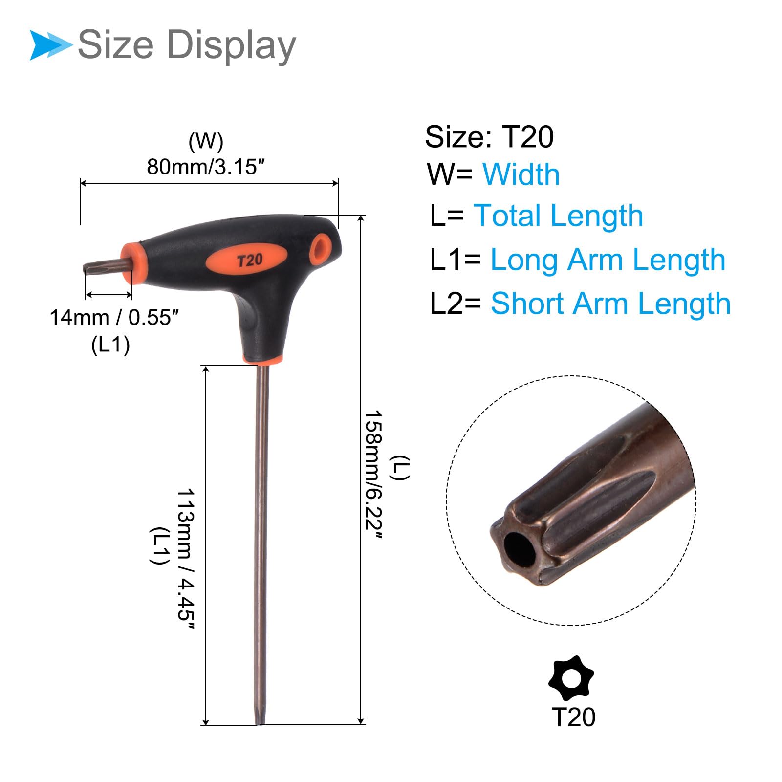 CoCud Tamper Proof Torx Key, T20 Torx, S2 Steel T-Handle Star Wrench Red - Image 2