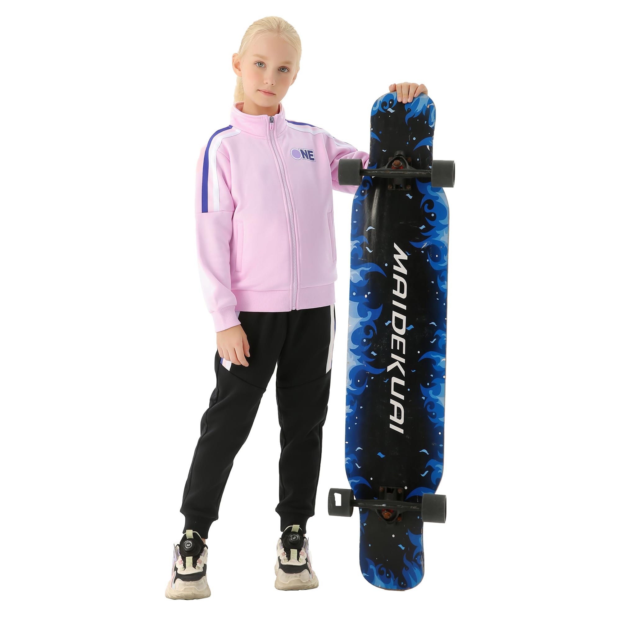 Chándal para niñas, conjunto de sudadera de 2 piezas con cremallera frontal completa, chaqueta clásica y pantalones, conjunto de chándal para niñas (4-15 años)