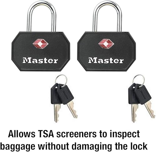 Miniatura 3 de Master Lock 4681TBLK - Candado de equipaje aprobado por la TSA con llave, paquete de 2, varios colores