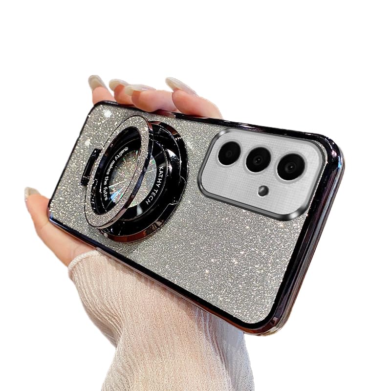 Coque Samsung A36 5G paillettes antichoc transparente avec béquille et bague de maintien