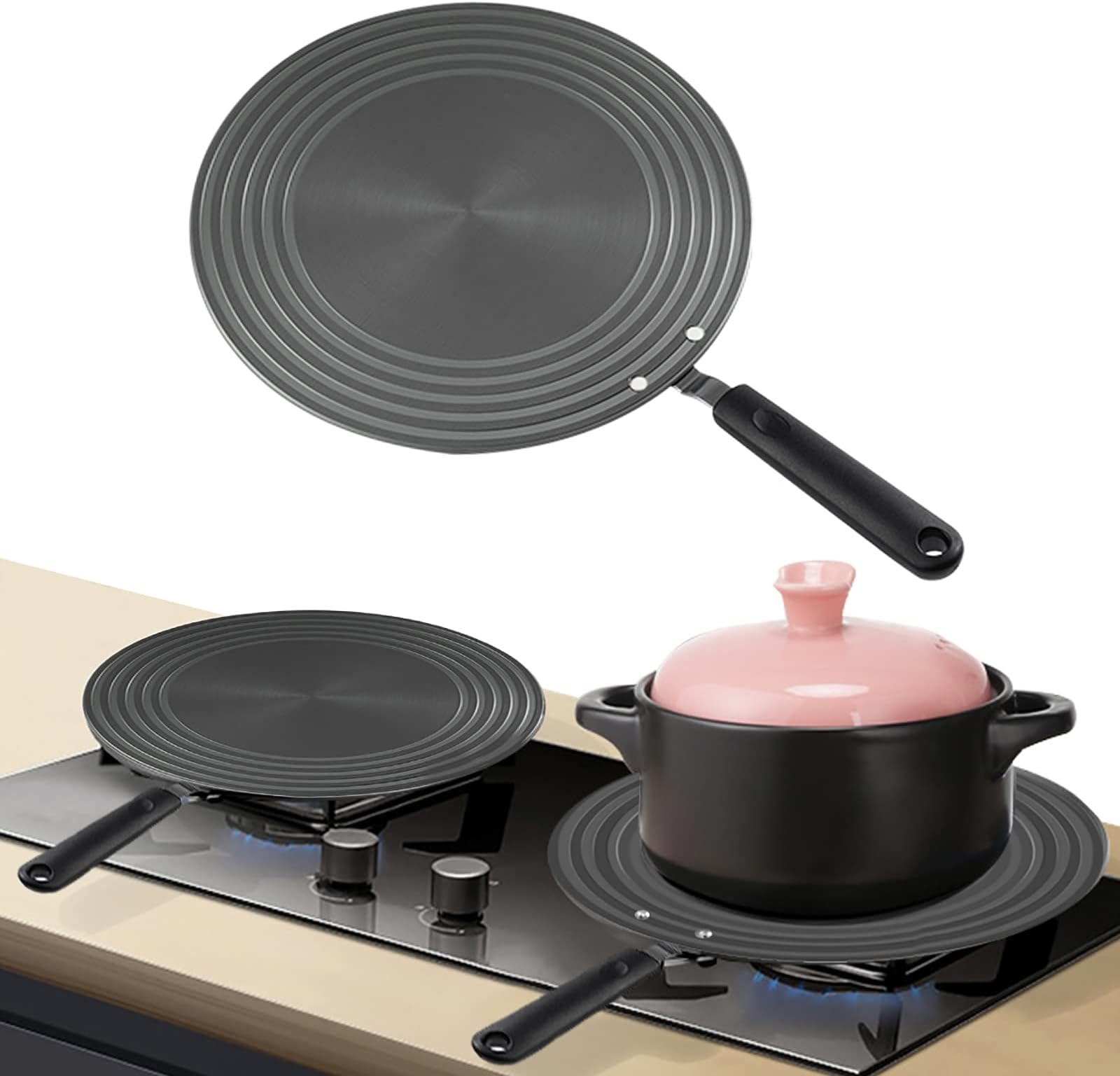 AHOUGER Heat Diffuser For Gas Stove, Multifunctional Defrost Plate For Defrosting Frozen Food, Energy Saving Heat Conducting Plate, 24 cm