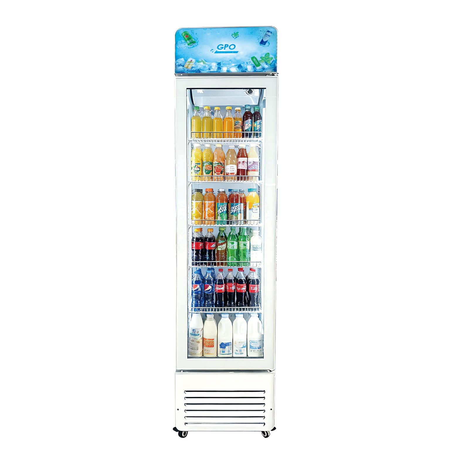 Photo 1 of ***DAMAGED*** GPOASRI Beverage Refrigerator, 5.5 cuft Slim Upright Commercial Display Cooler with LED Lighting&U shape canopy&Glass Door Merchandiser Cooler, ETL, for Apartment, Shop, Restaurant