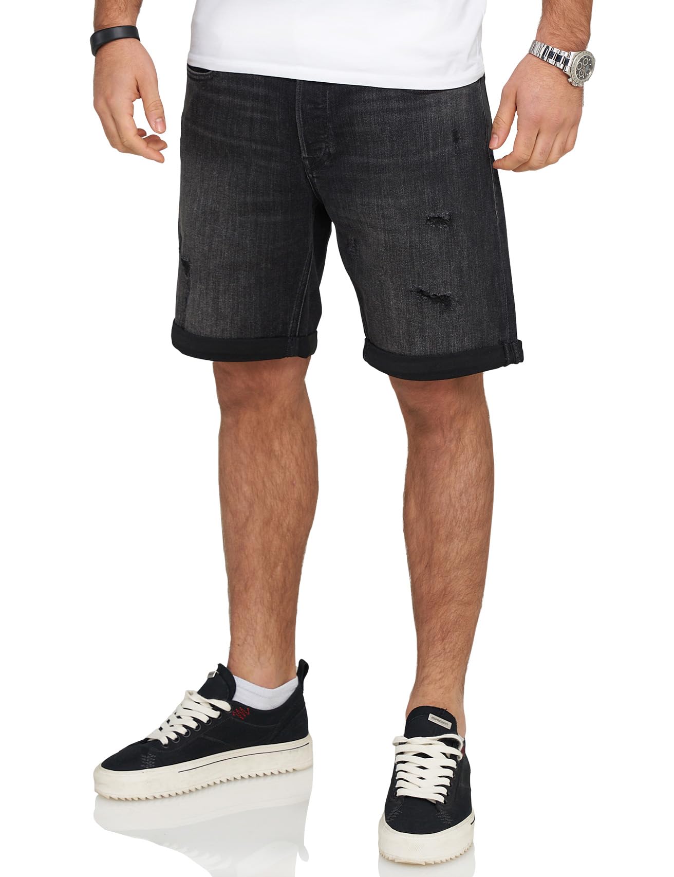 JACK & JONES Infinity Herren Jeans Shorts Rick Bermudas Used Look
