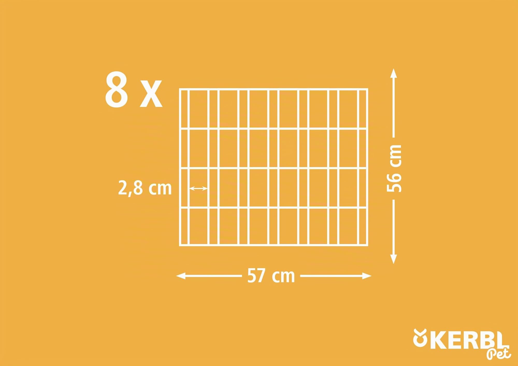 Kerbl Pet Enclos Extérieur, Parc d'ébats, 8 éléments grillagés de 57x56cm, métal galvanisé, avec Couverture et Protection Solaire, Extensible